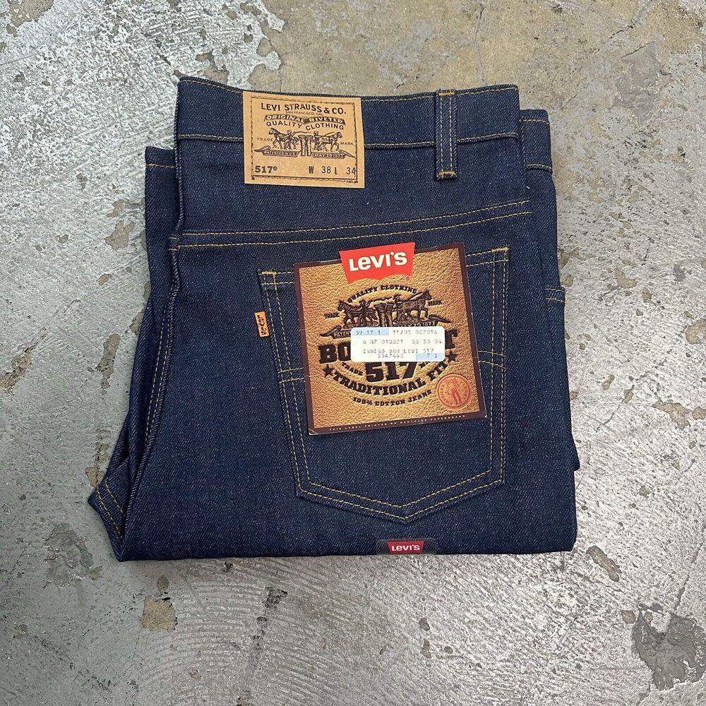 NWT Vintage 90s Levi’s 517 Bootcut Dark Wash Denim Jeans 38x34 NEW